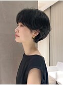 ニュアンスパーマの大人マッシュショート白金台