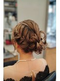 結婚式　ヘアセット　編み込み　お呼ばれヘア