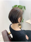 くびれショートボブ40代50代グレイカラー白髪染め白髪ぼかし