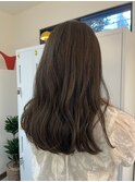 透明感カラーオリーブベージュブリーチなしダブルカラー