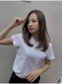 20代30代大人かわいいセミロングヘア★グレージュ