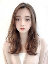ロングレイヤーグレージュカラーブリーチなしラベンダーピンク
