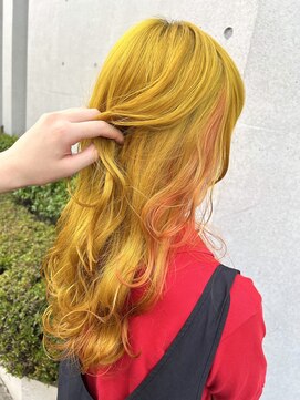 シモキタジャムズ イエロー×オレンジ＊インナーカラー/デザインカラー