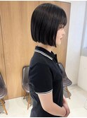"久保田"あごライン切りっぱなしボブ黒髪前髪カット