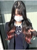 グラデーションエンドカラー 裾デザイン 暖色ピンクベージュ