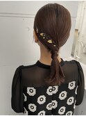 人気タイトポニーローポニー金箔ヘアアレンジ渋谷mutsuki