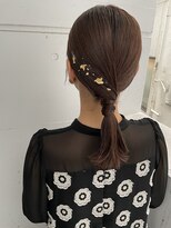 人気タイトポニーローポニー金箔ヘアアレンジ渋谷mutsuki