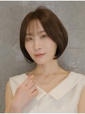 くせ毛多毛ショートボブ大人ボリュームシースルーバングふわっと