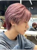メンズハイトーンミルクティーピンクベージュカラーダブルカラー