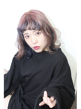 ジウ 上通り(JIU) シースルーバング★外ハネ★個性派オン眉★ツートーンハイカラー