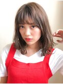 似合わせカットウェーブブルージュ小顔バング
