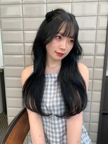 ボタン テンジン(VOTAN tenjin)&nbsp;ブルーブラック/顔周りカット/韓国ヘア/くびれ巻き/天神