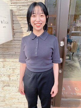 ドルセプラタ(Dulce plata) 大人可愛い小顔外ハネロブ×アッシュブラック透明感艶カラー