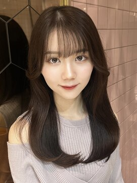 ルームバイシー 新宿(Loom. by Sea) シンプルワンカール×チョコレートブラウン【新宿/韓国ヘア】