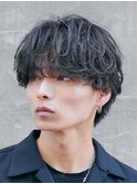 シャドウパーマ無造作メンズパーマ束感カットマッシュウルフ原宿