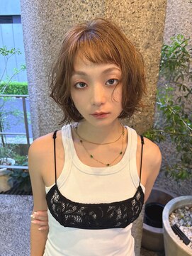 メゾンアクア 表参道(Maison ACQUA) ミディアムパーマデジタルパーマボブパーマチェリーブラウン前髪