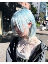 ベレーザ 渋谷(BELEZA)&nbsp;18170アイスブルーエンドカラーレイヤーボブくびれミディアム