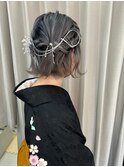 卒業式編み込みハーフアップ