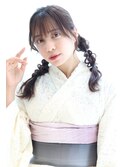 編みおろしツイン×大人ガーリースタイル 10代   20代 30代