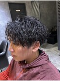 ツイストスパイラルパーマ×アップバングマッシュ