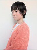 黒髪ショート/マッシュショート/ぱつっとバング