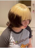 16040ブリーチ＆ダブルカラー渋谷エンドカラーラウンドバング
