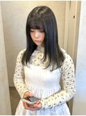 ダークグレー/顔周りカット/ミディアムレイヤー/前髪[新保/青江]