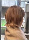 くびれミニボブ白髪ハイトーンキャメルベージュ40代