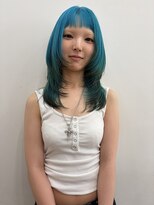 ロックス バイ マグ 松本(rocks BY MAG)&nbsp;夏カラーターコイズブルーブリーチカラーハッシュカット