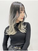 韓国アイドルヘア シルバーアッシュ グラデーションカラーM1129
