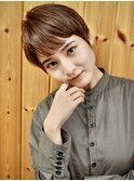 オレンジベージュ×ベリーショート