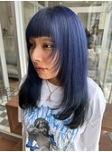 おしゃれ見え/ブリーチカラー/ネイビー/ブルー