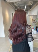 チェリーレッド20代30代ロングヘアブリーチなし