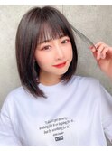 大人可愛いミディアムボブ黒髪