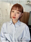 熊本　ミニボブ　切りっぱなし韓国風　オレンジブラウン　Arisa.
