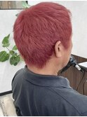 メンズハイトーンレッドブリーチ韓国風ソフトモヒカン堺東