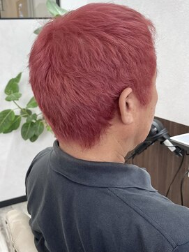 ベルヘアーデザイン 堺東(Belle hair Design) メンズハイトーンレッドブリーチ韓国風ソフトモヒカン堺東