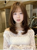 モテ髪抜け感小顔ミディアムレイヤーシースルーバング【平島】