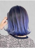 10代20代30代艶髪外ハネボブブルーバイオレットグラデーション