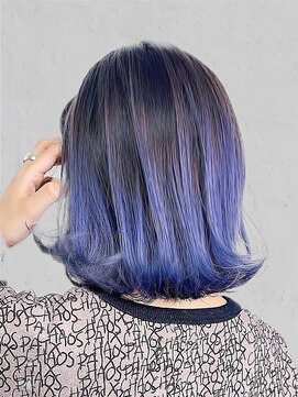 10代20代30代艶髪外ハネボブブルーバイオレットグラデーション