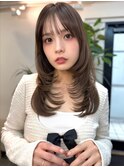 似合わせカット艶髪ミディアムレイヤー顔まわりカット