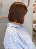 ピンクブラウン美髪切りっぱなしボブ【ボブ/縮毛矯正/北澤華】