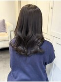 15239黒髪アッシュブラックレイヤーカット韓国風巻きワンカール