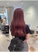 くすみモーブピンクカラー×柔らかウェーブロング