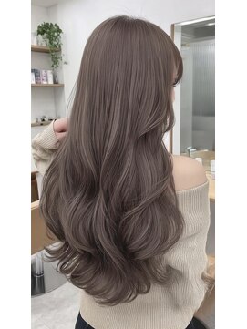 レス(Les.) ミディアムレイヤーバタフライカットハッシュカットダークグレー