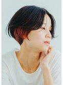 [木村ショート]奥行きショートボブ.インナーカラー（レッド）