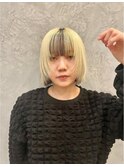 顔周りレイヤーダブルカラーボブおくれ毛前髪長岡新潟