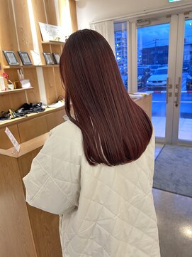 アドラーブル 万代店 (adorable) 20代30代ブリーチなしダブルカラー大人可愛い艶感チェリーピンク