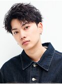 アップバングメンズツイストスパイラルパーマツーブロック