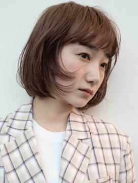 韓国風レイヤーボブ/顔周り前髪カット+ブリーチカラー[原宿]